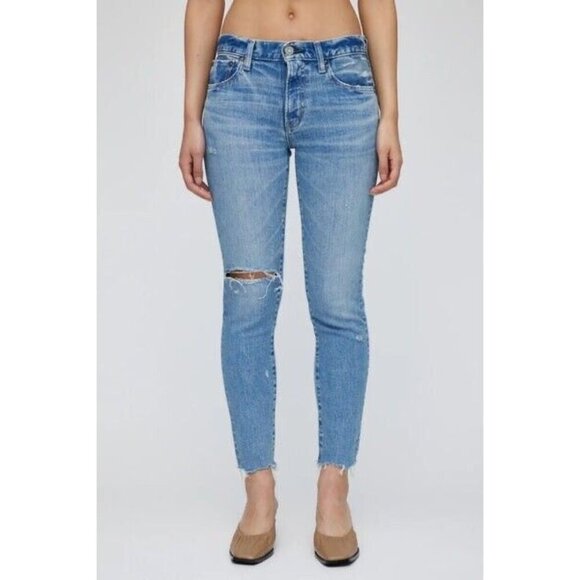 MOUSSY 27 Depew Skinny Jean Light Blue Fray Hem Distressed GUC* - Picture 1 of 9